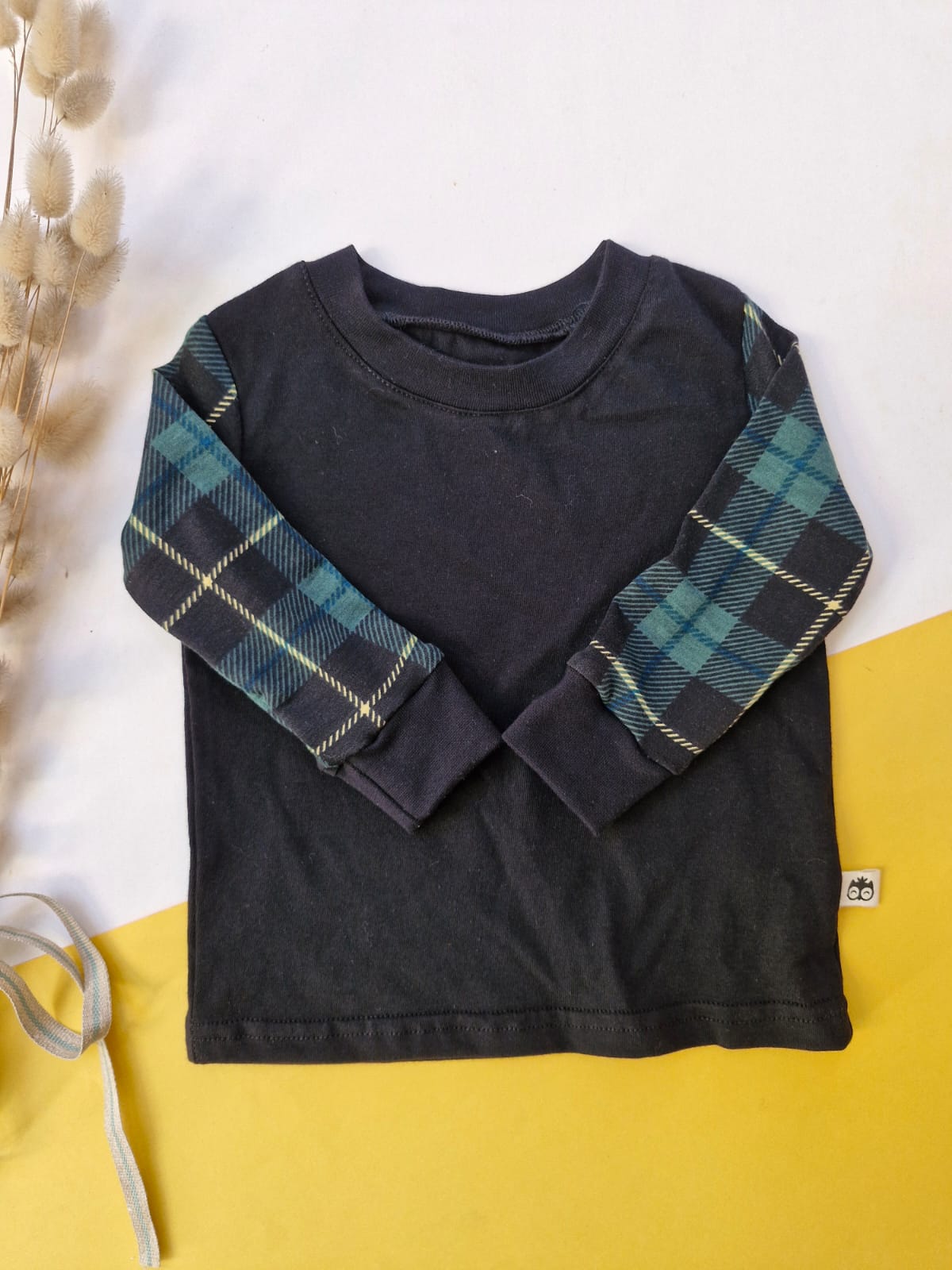 Black and Green Checked Long Sleeve Pyjama Set