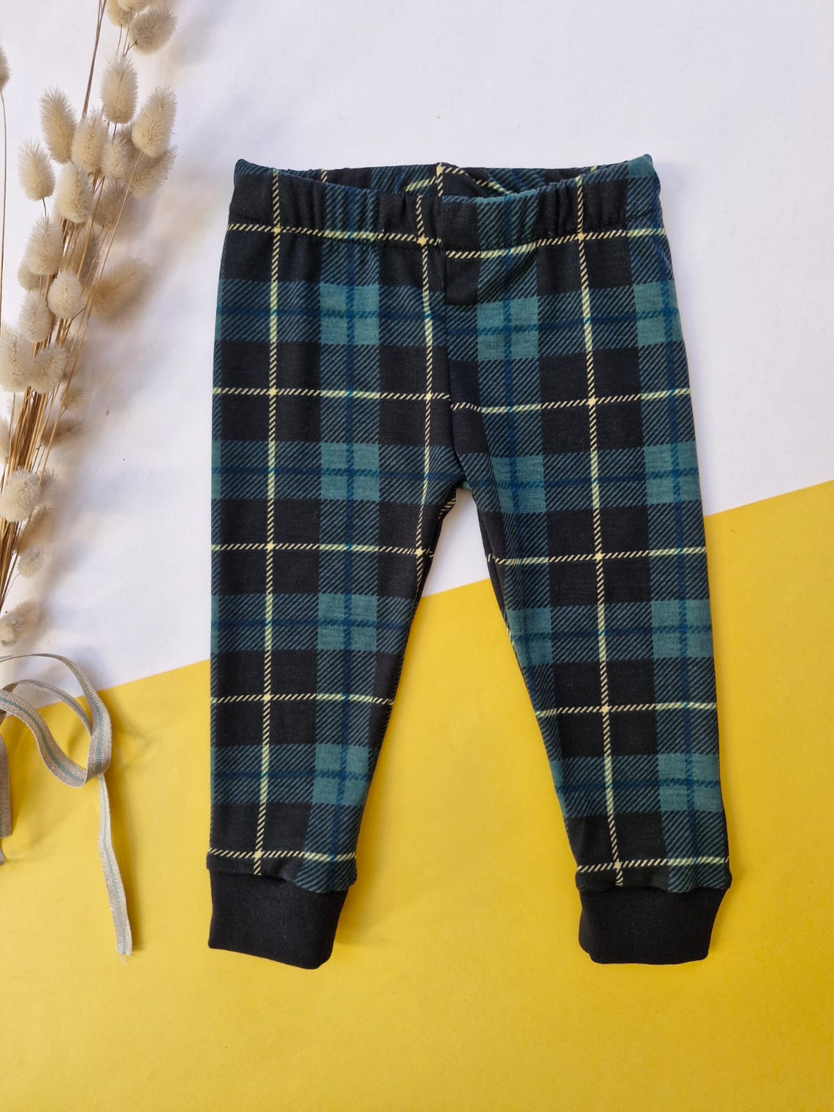 Black and Green Checked Long Sleeve Pyjama Set