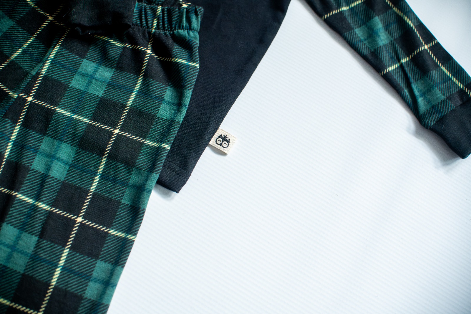 Black and Green Checked Long Sleeve Pyjama Set Lielieboo