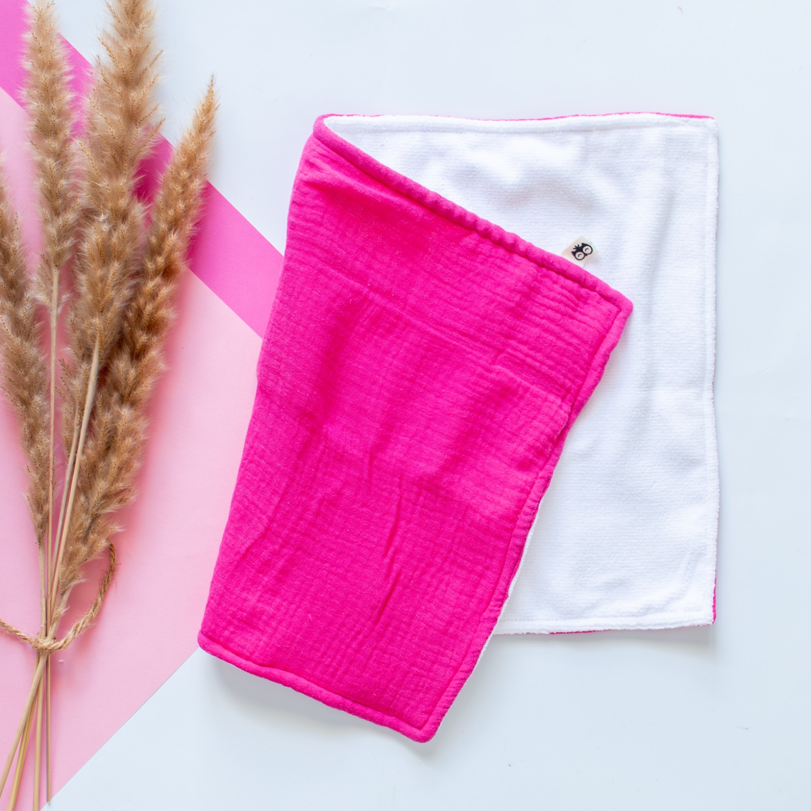 Cerise Pink Muslin Burp Cloth Lielieboo