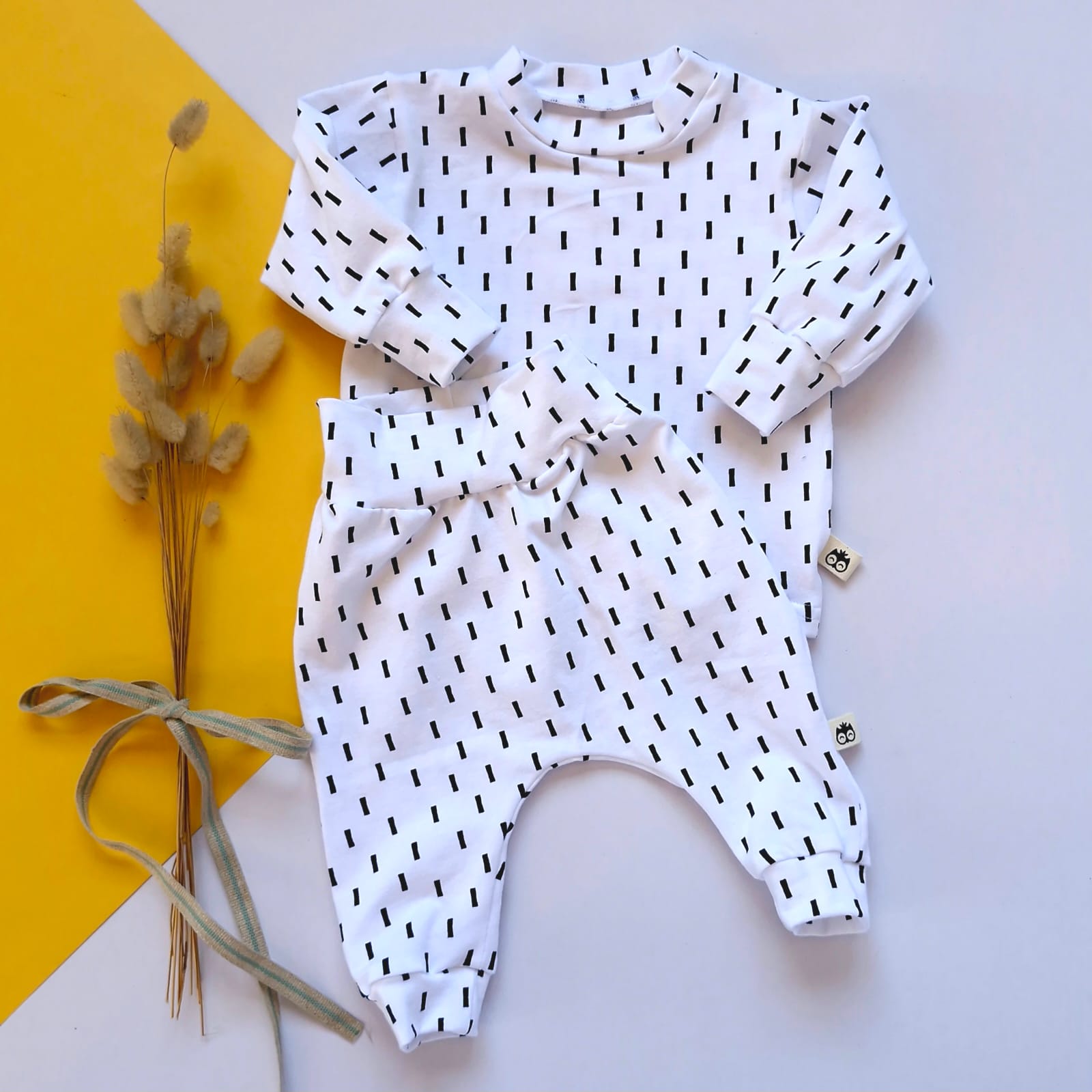 Black and White Long Sleeve Lounge Wear Set Lielieboo