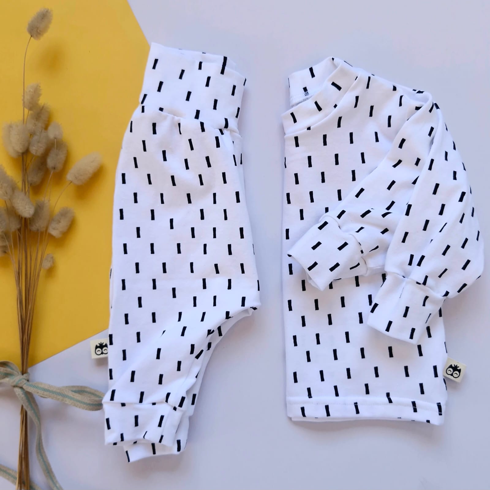 Black and White Long Sleeve Lounge Wear Set Lielieboo