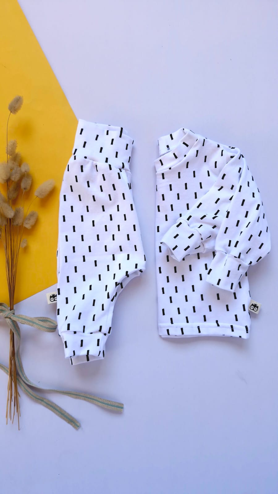 Black and White Long Sleeve Lounge Wear Set Lielieboo