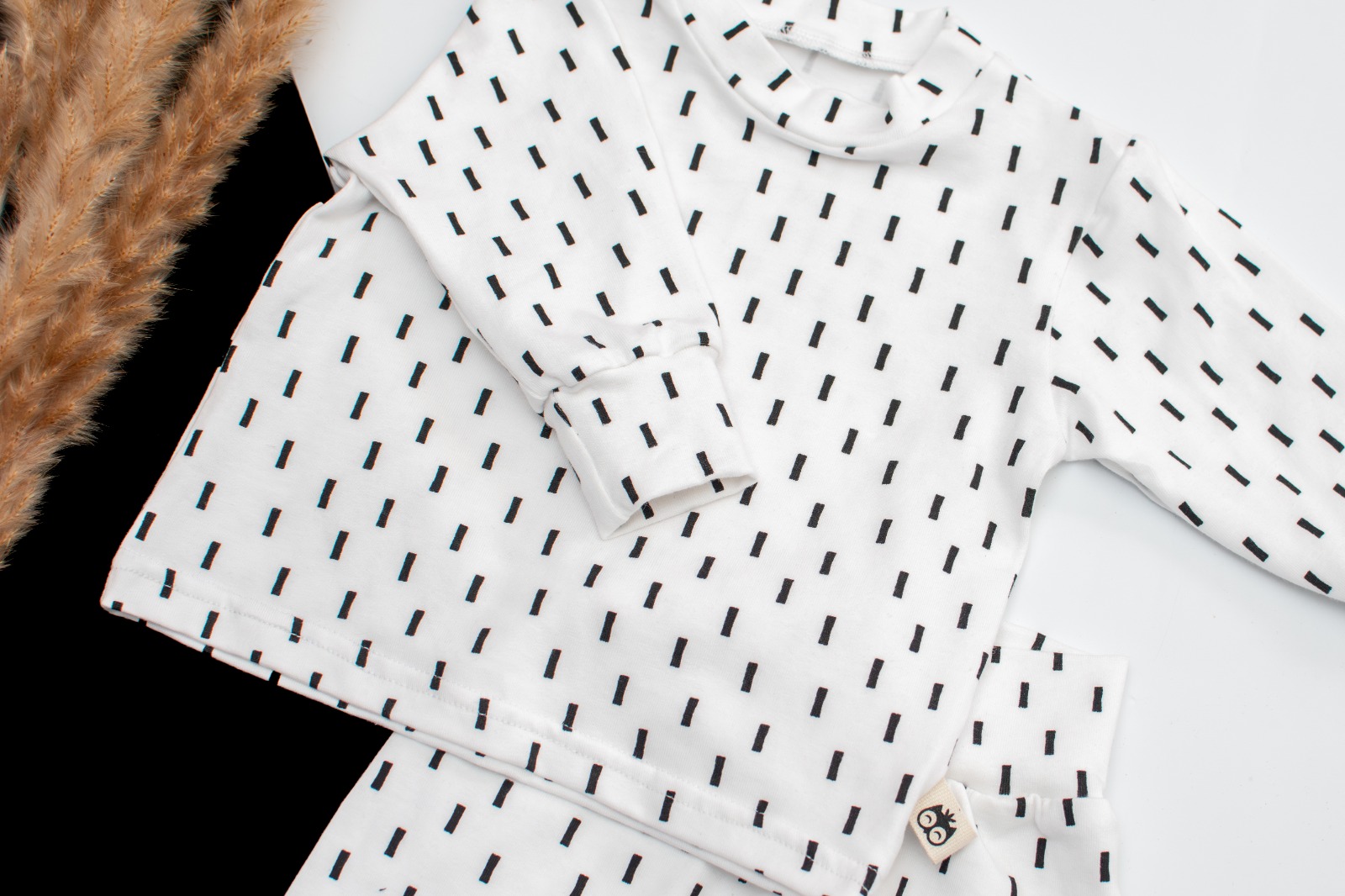 Black and White Long Sleeve Lounge Wear Set Lielieboo
