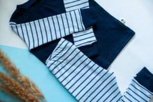 Blue and Navy Striped Long Sleve Pyjamas - Lielieboo