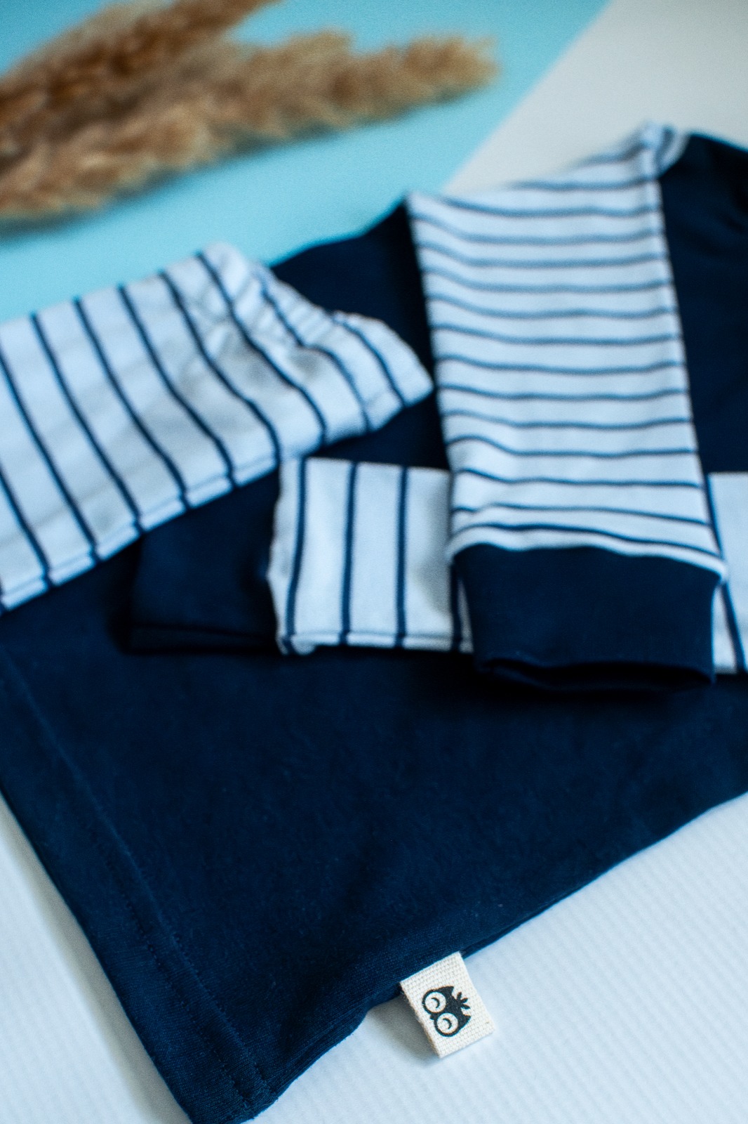 Blue and Navy Striped Long Sleve Pyjamas - Lielieboo