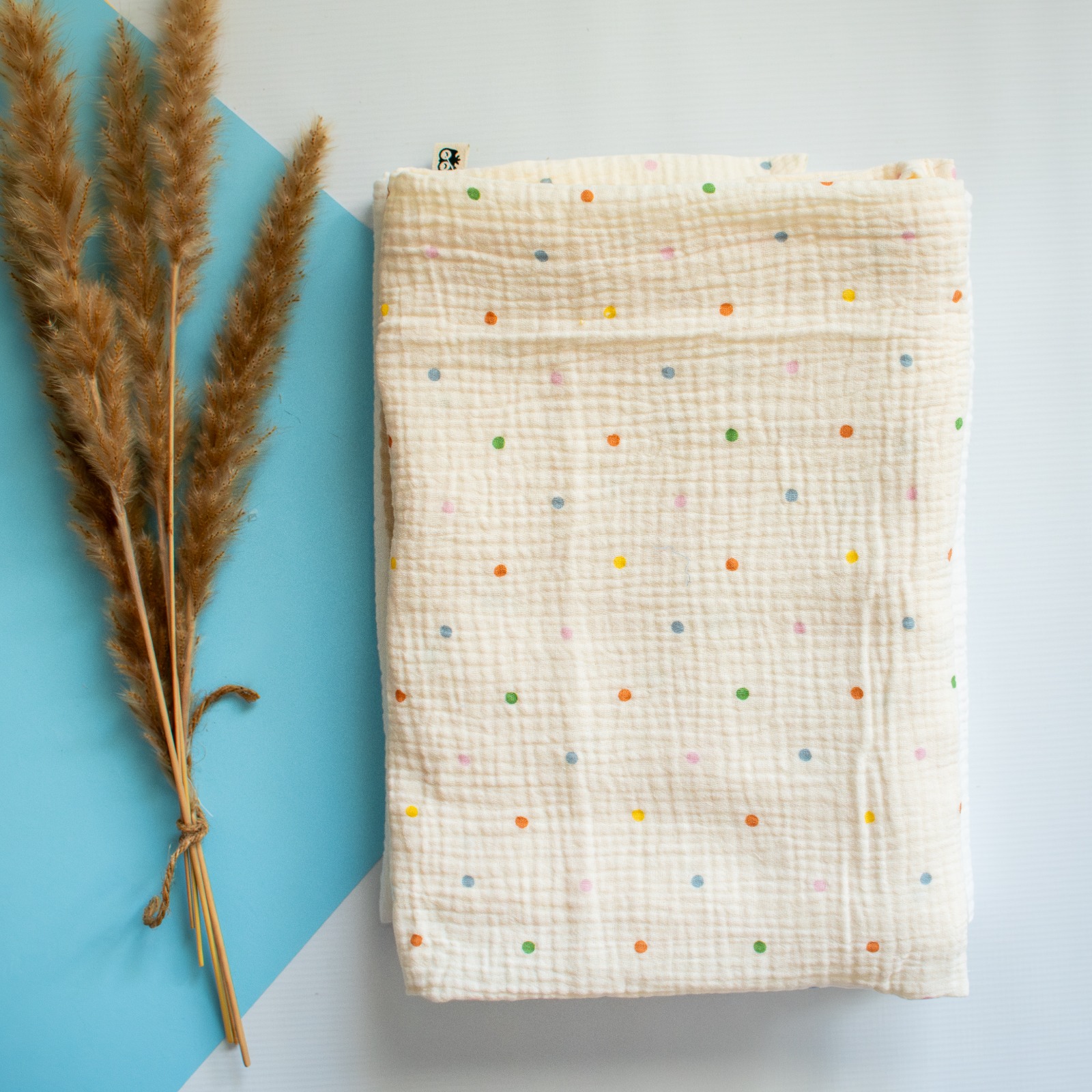 Light Yellow Polka Dot Muslin Blanket Lielieboo