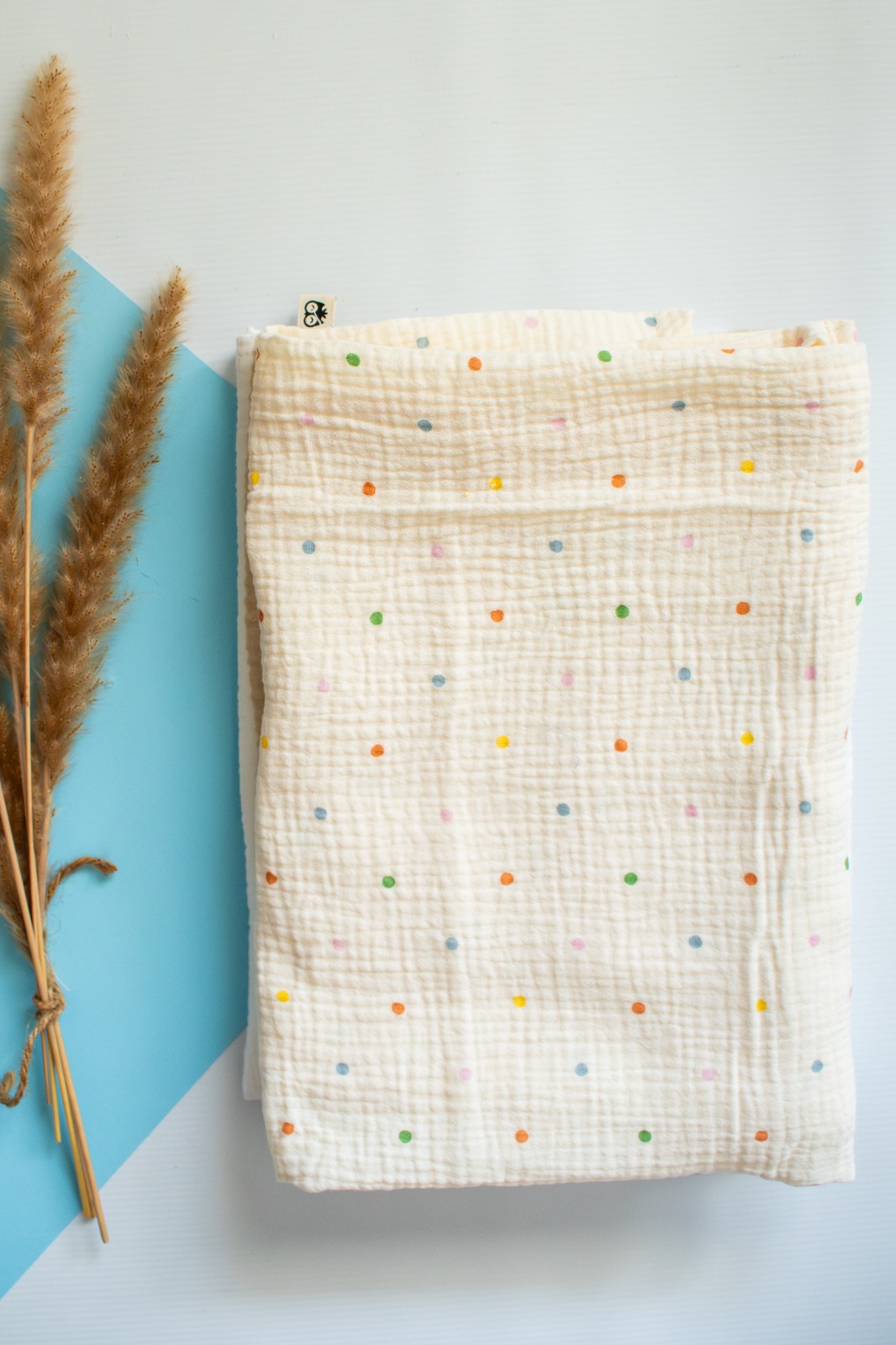 Light Yellow Polka Dot Muslin Blanket Lielieboo