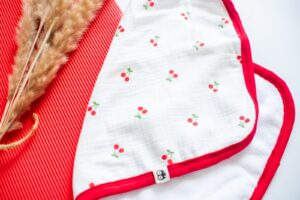 Red Cherry Muslin Burp Cloth Lielieboo