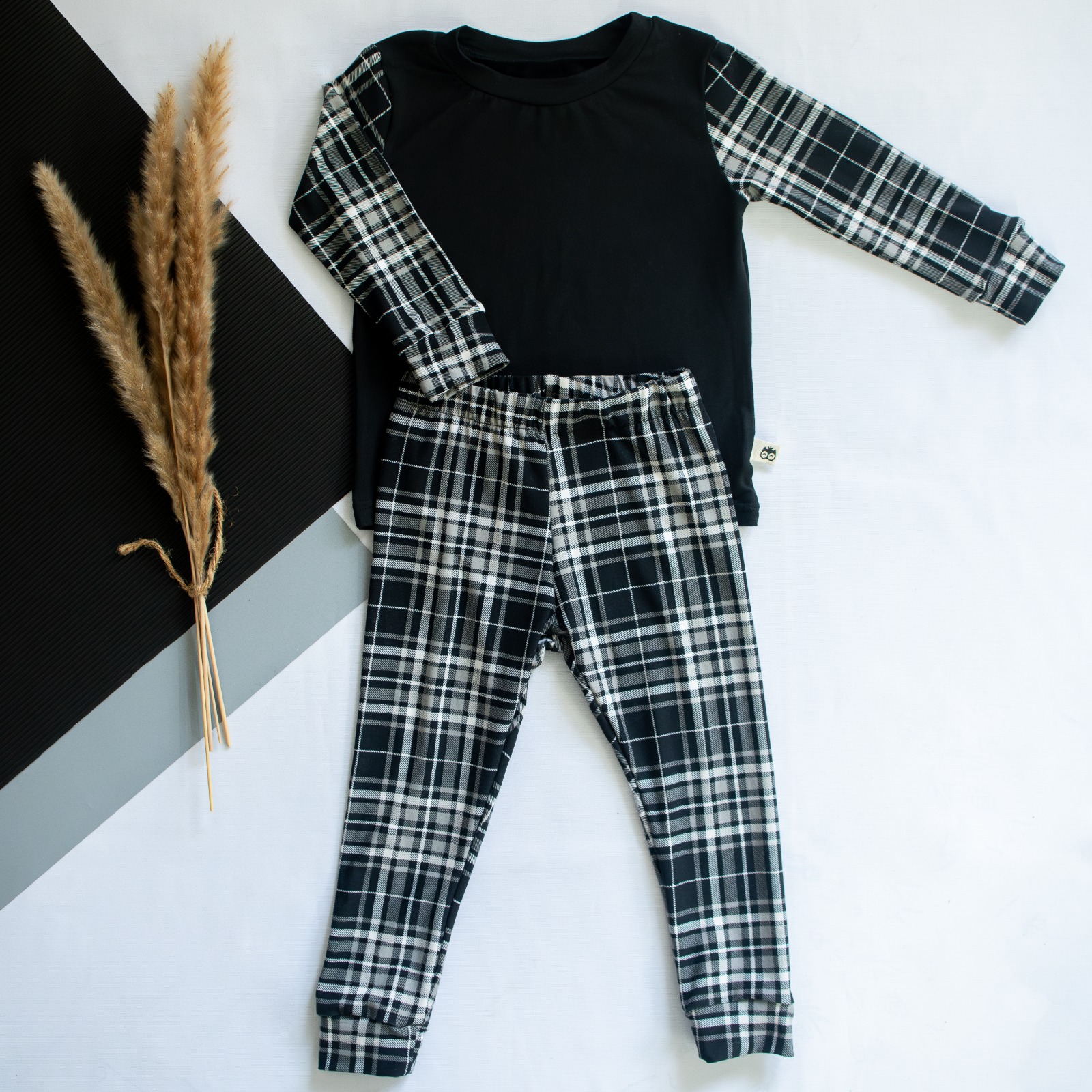 Black Check Long Sleeve Pyjama Set