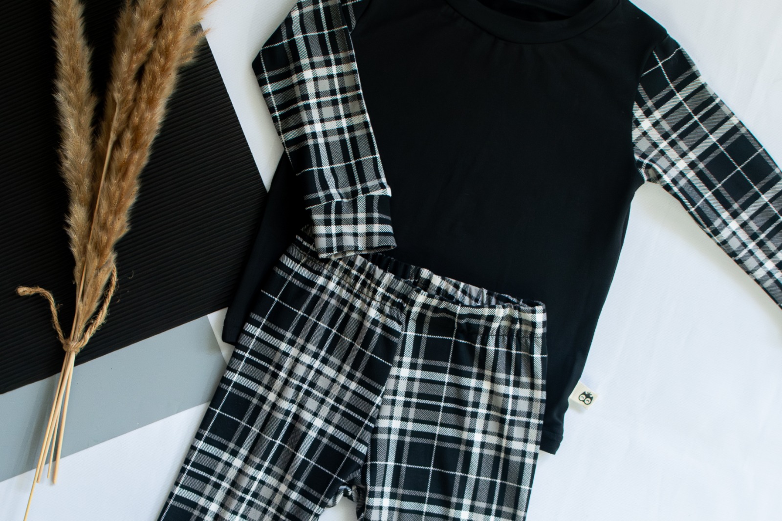 Black Check Long Sleeve Pyjama Set