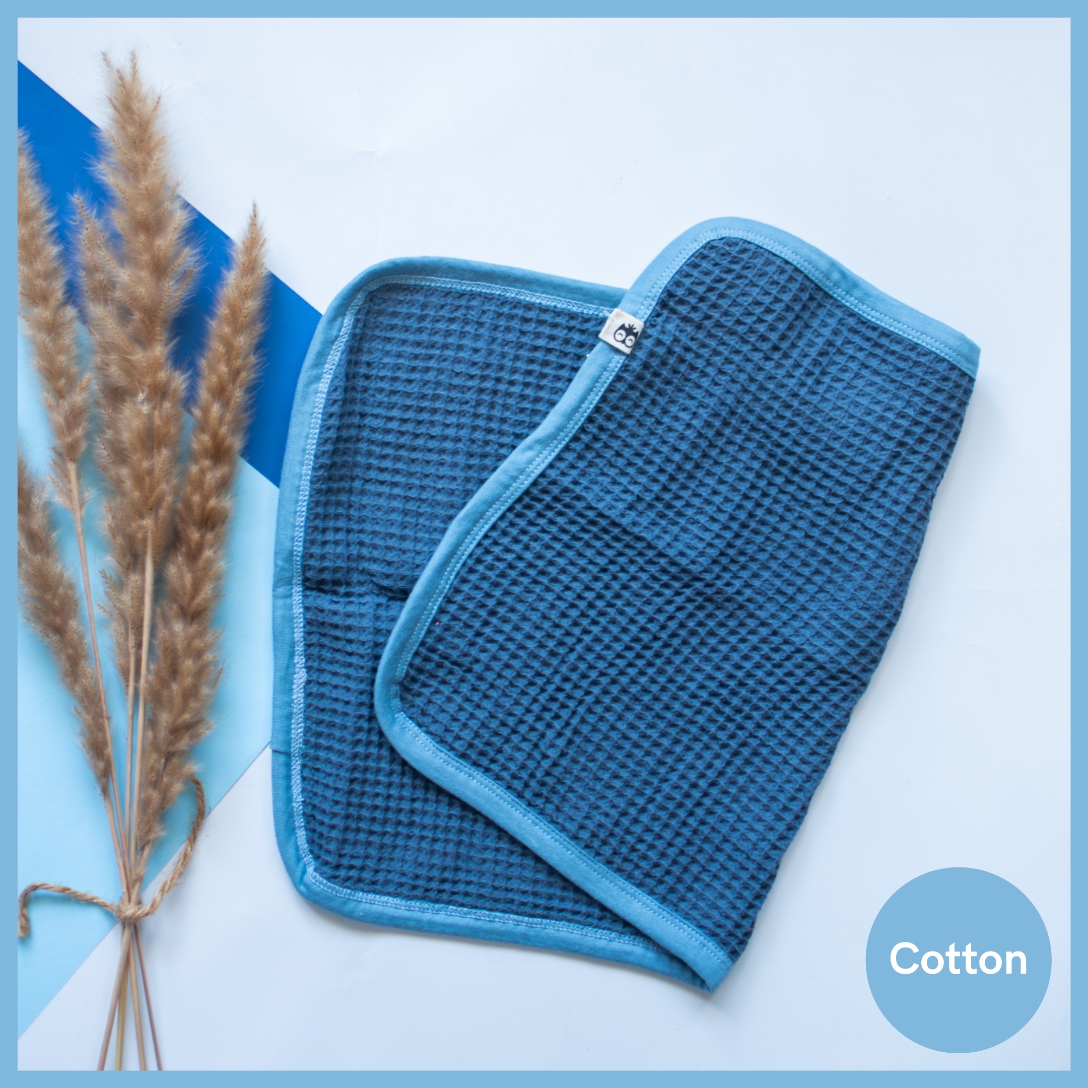 Blue Waffle Cotton Burp Cloth Lielieboo