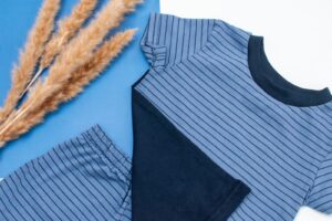  Navy Stripe Short Sleeve Pyjama Set Lielieboo